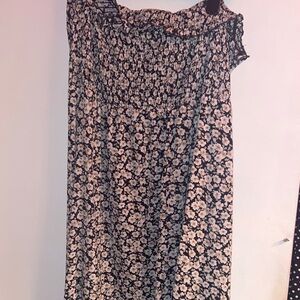 SHEIN Strapless Floral Dress in Black and Cream